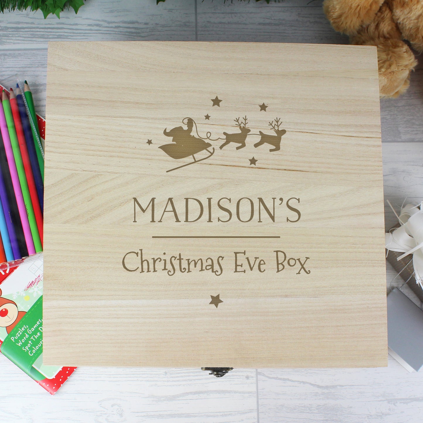 Personalised Large Wooden Christmas Eve Box - MK&JD Gifts