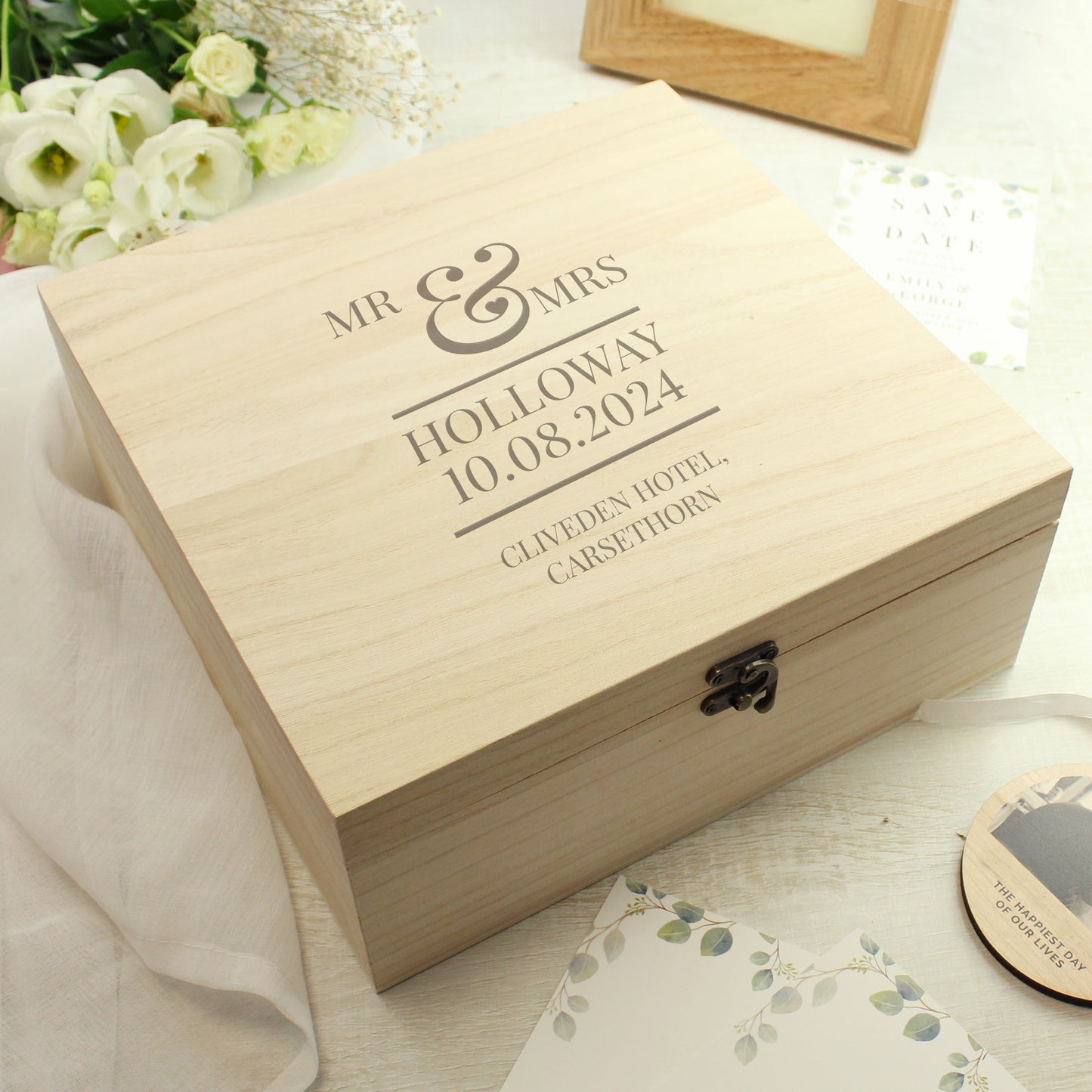 Personalised Mr & Mrs Large Wooden Keepsake Box - MK&JD Gifts
