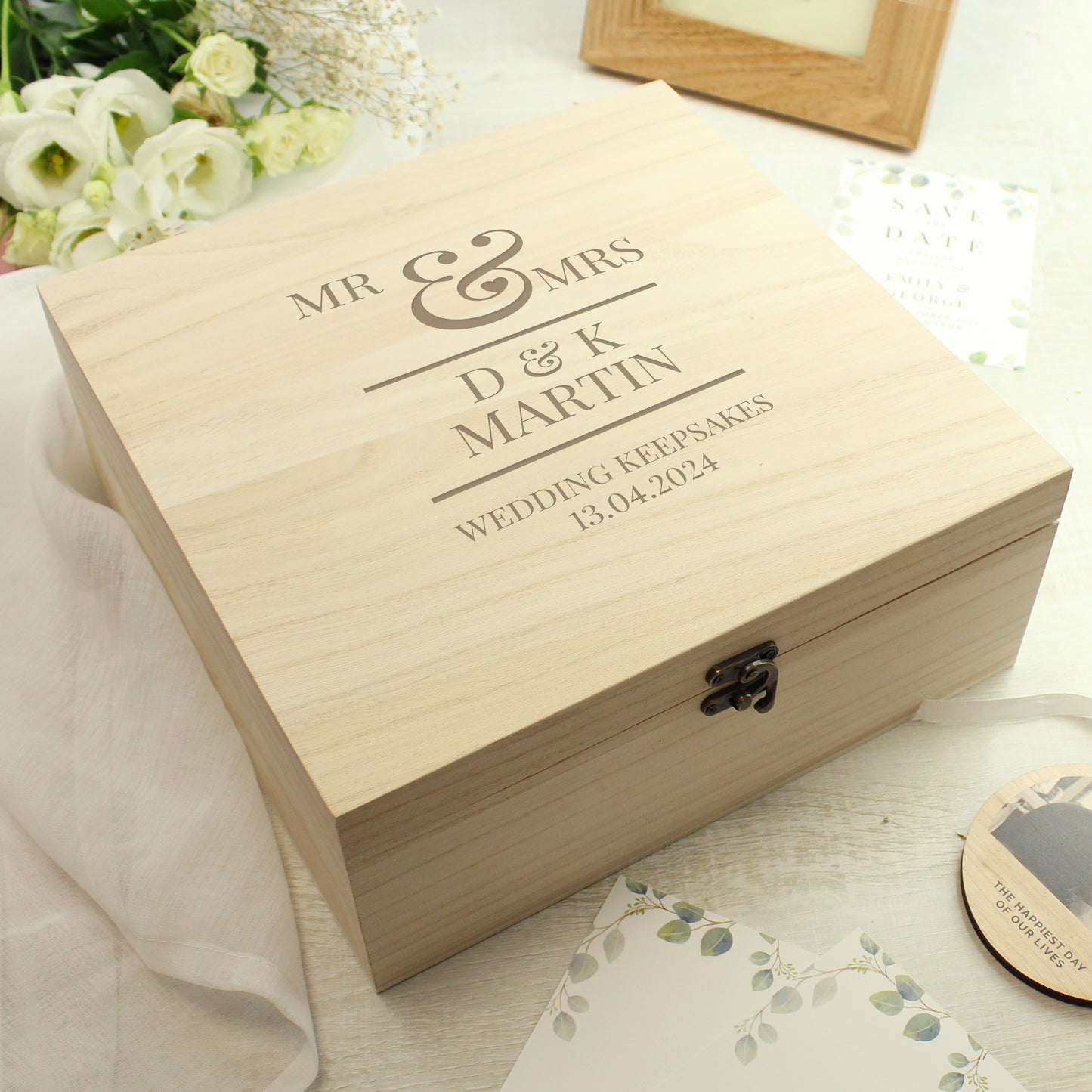 Personalised Mr & Mrs Large Wooden Keepsake Box - MK&JD Gifts
