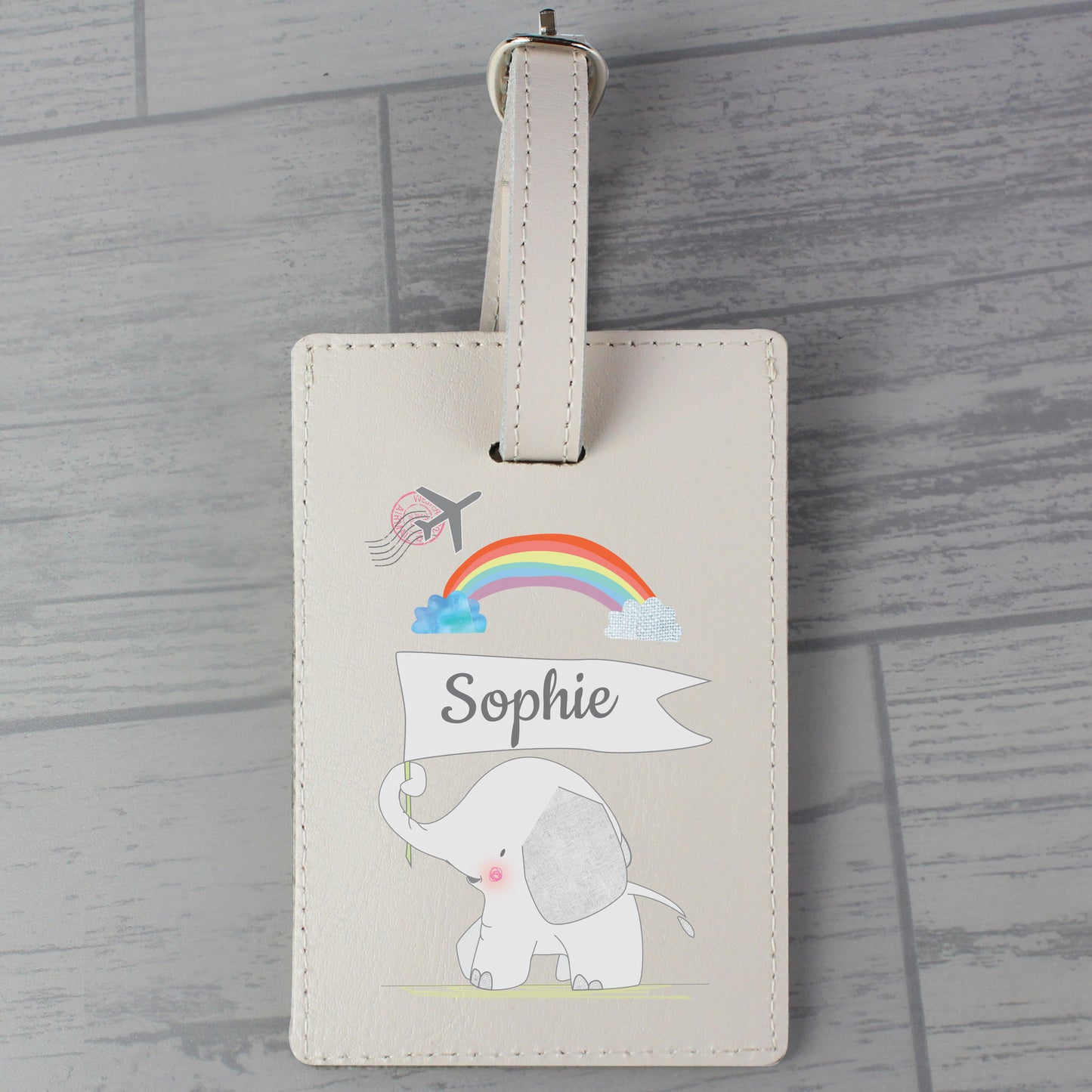Personalised Hessian Elephant Cream Luggage Tag - MK&JD Gifts