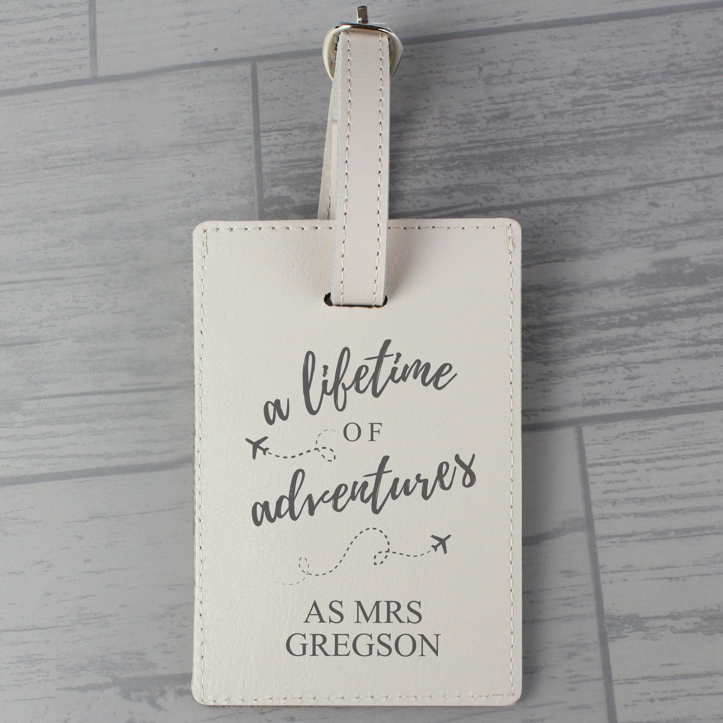 Personalised 'Lifetime of Adventures' Cream Luggage Tag - MK&JD Gifts