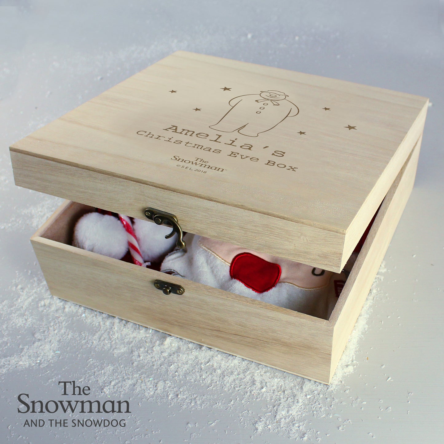 Personalised The Snowman Large Wooden Christmas Eve Box - MK&JD Gifts