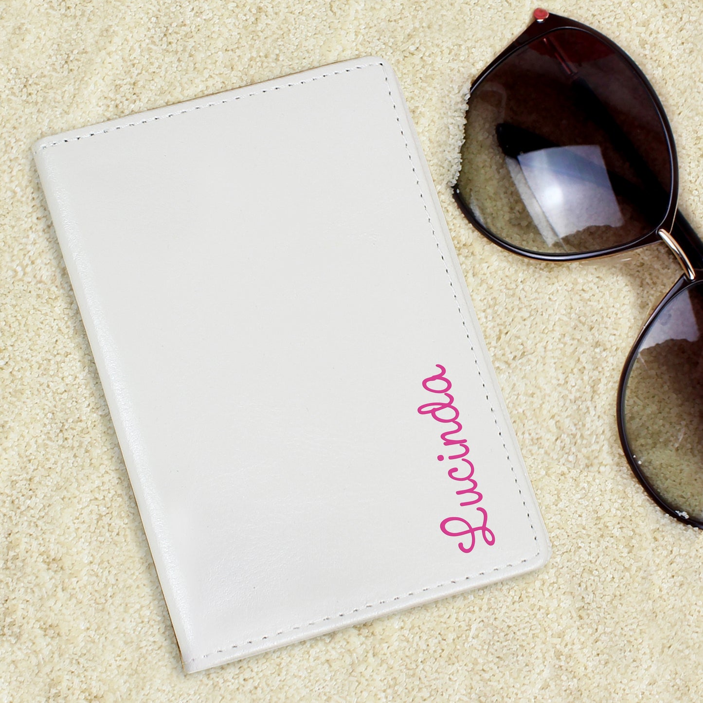 Personalised Pink Name Cream Passport Holder - MK&JD Gifts