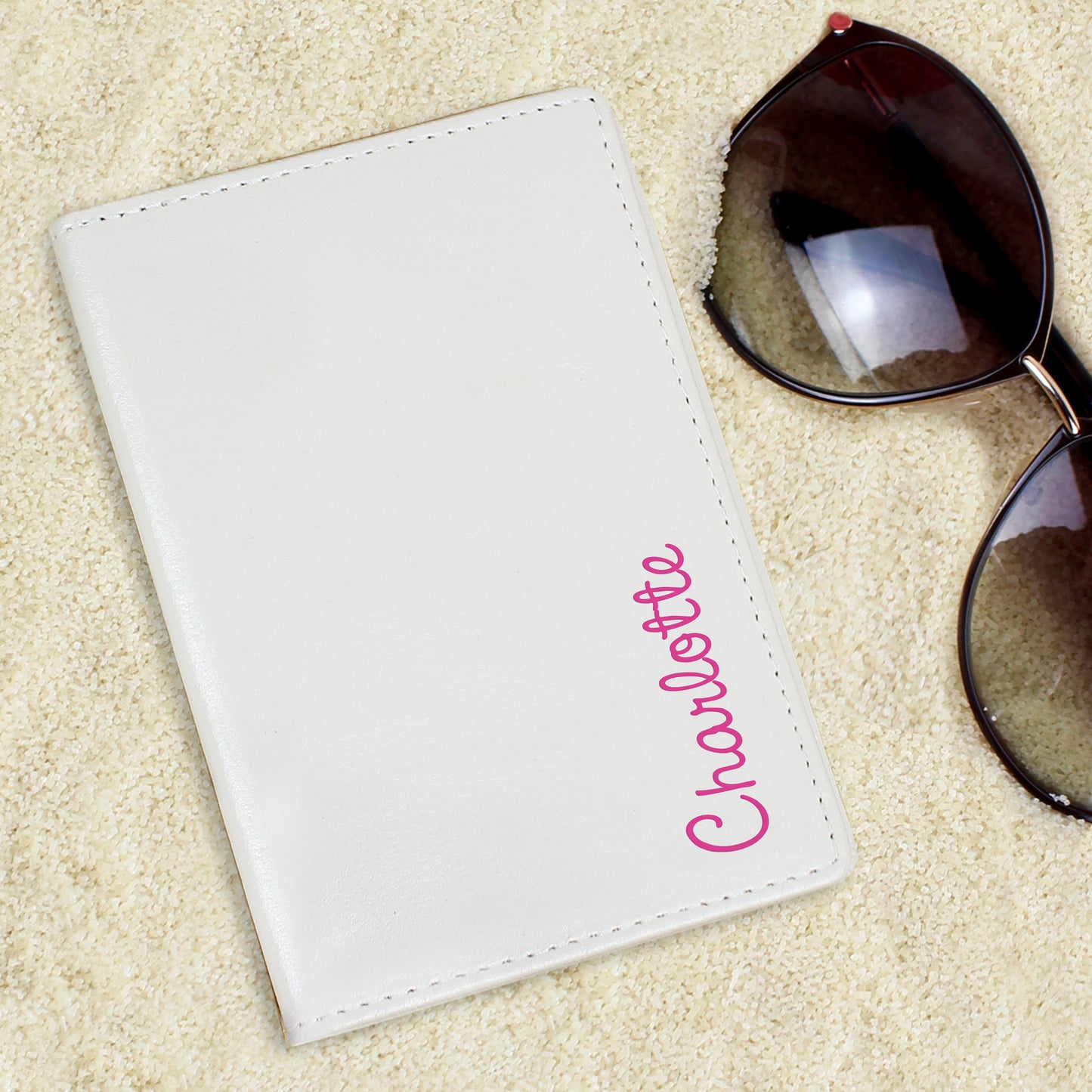 Personalised Pink Name Cream Passport Holder - MK&JD Gifts