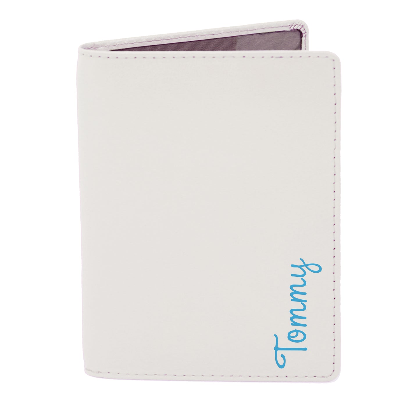 Personalised Blue Name Cream Passport Holder - MK&JD Gifts