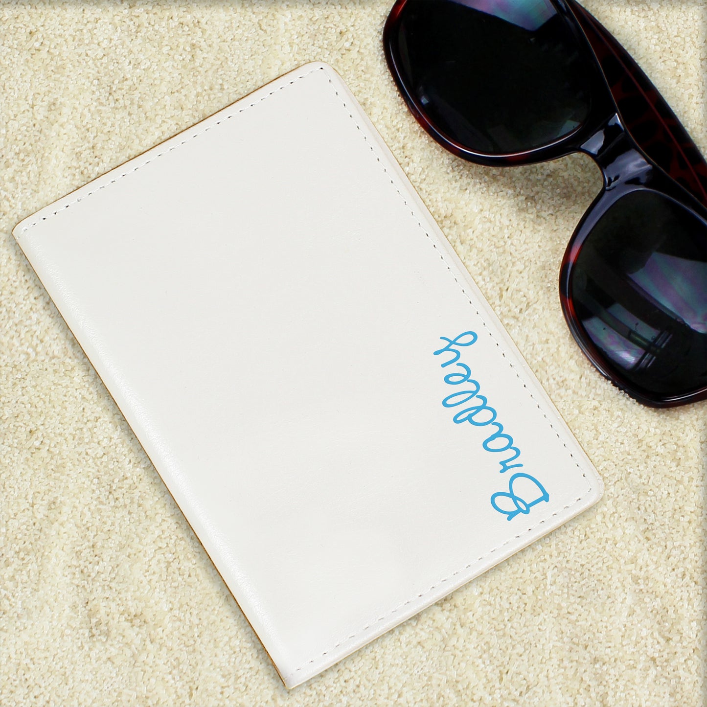 Personalised Blue Name Cream Passport Holder - MK&JD Gifts