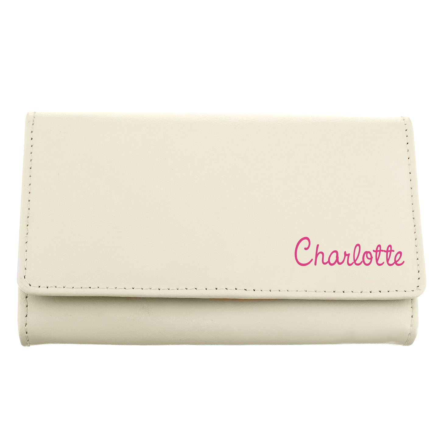 Personalised Pink Name Cream Leather Purse - MK&JD Gifts