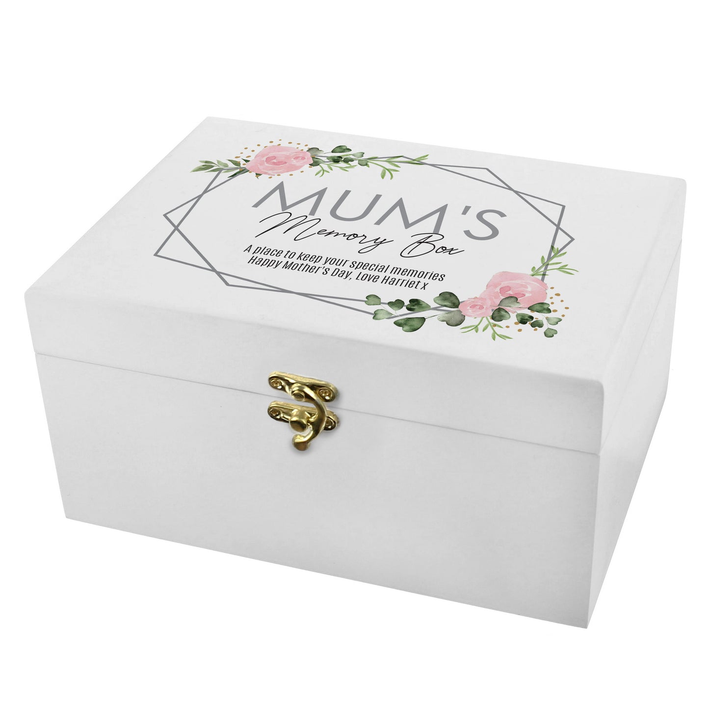 Personalised Abstract Rose White Wooden Keepsake Box - MK&JD Gifts