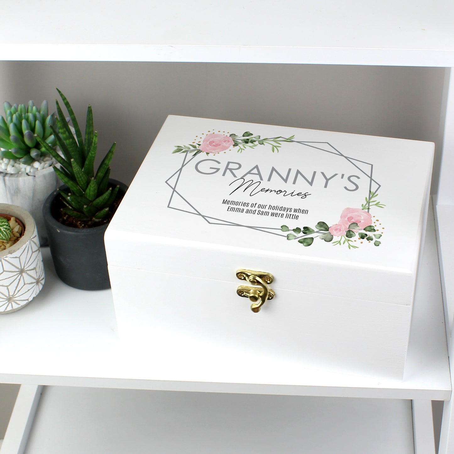 Personalised Abstract Rose White Wooden Keepsake Box - MK&JD Gifts