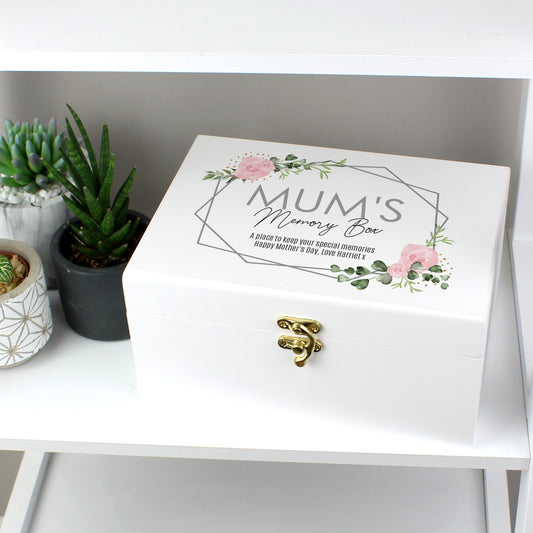 Personalised Abstract Rose White Wooden Keepsake Box - MK&JD Gifts
