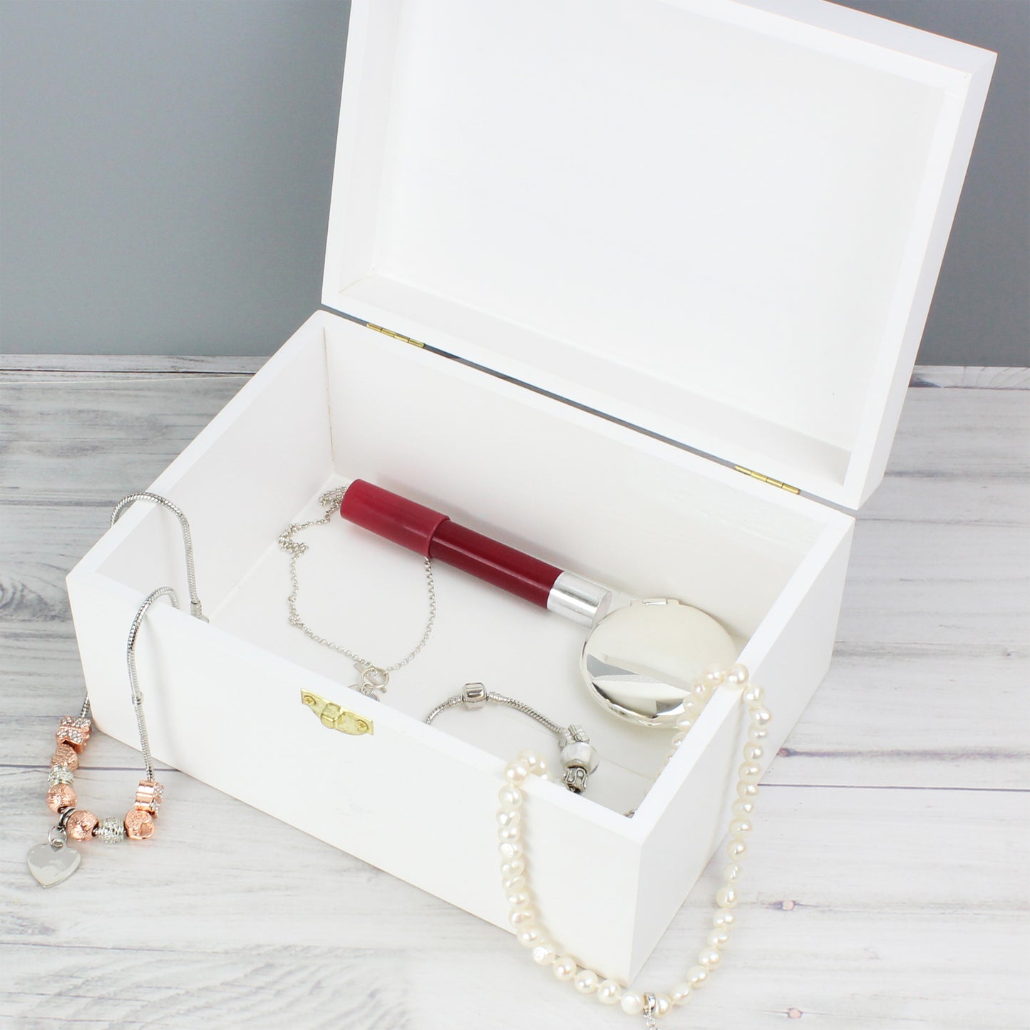 Personalised Abstract Rose White Wooden Keepsake Box - MK&JD Gifts
