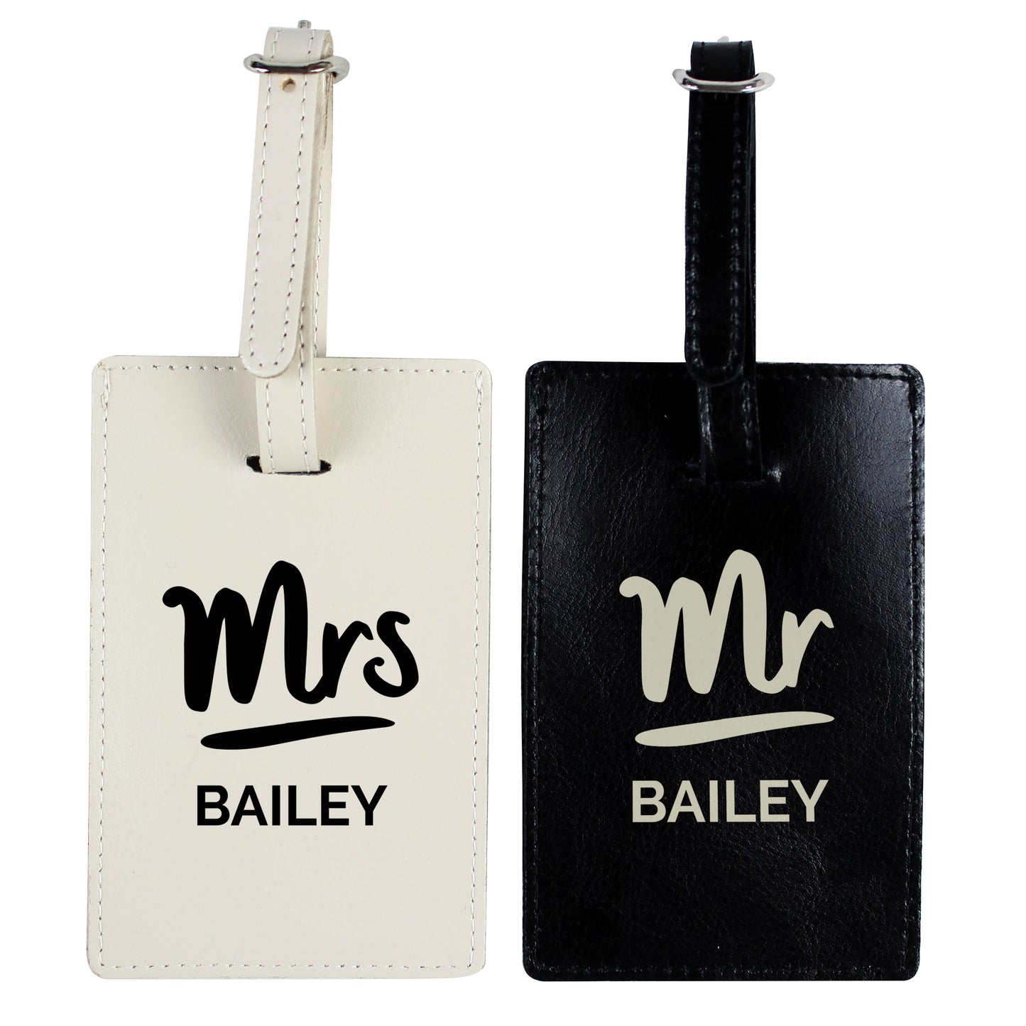 Personalised Mr & Mrs Black & Cream Luggage Tag Set - MK&JD Gifts