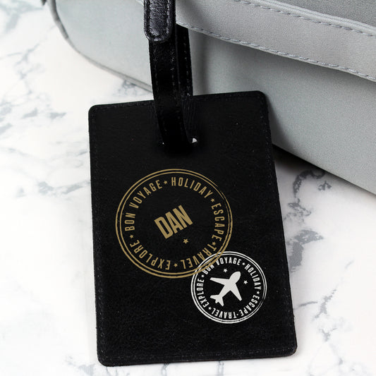 Personalised Stamped Black Luggage Tag - MK&JD Gifts