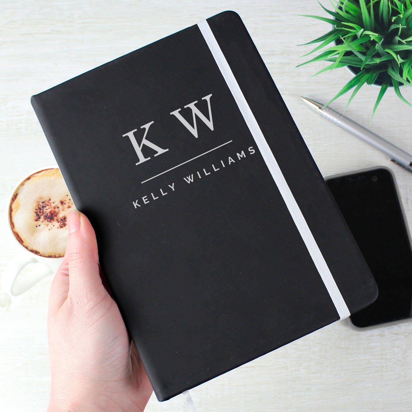 Personalised Initials Black Hardback Notebook - MK&JD Gifts