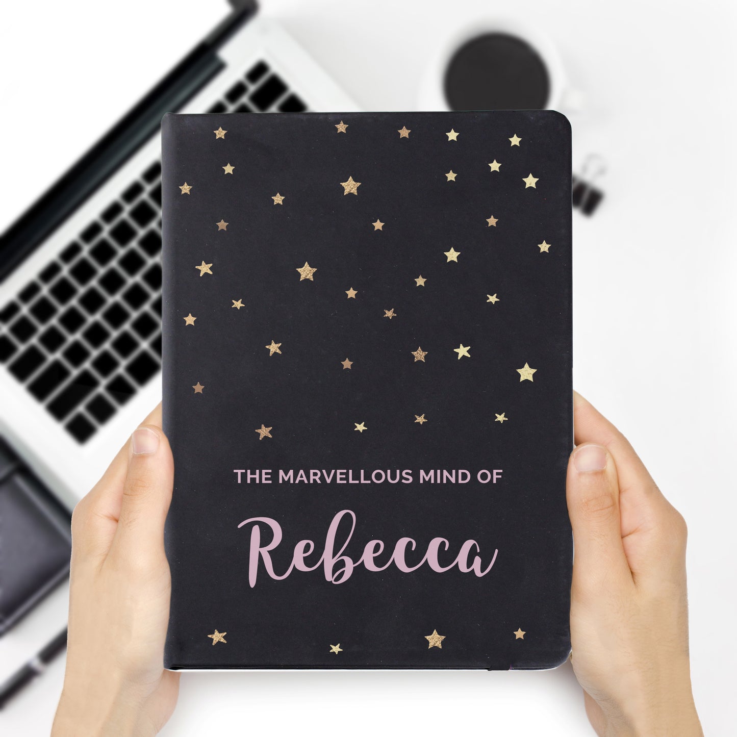 Personalised Starry Black Hardback Notebook - MK&JD Gifts