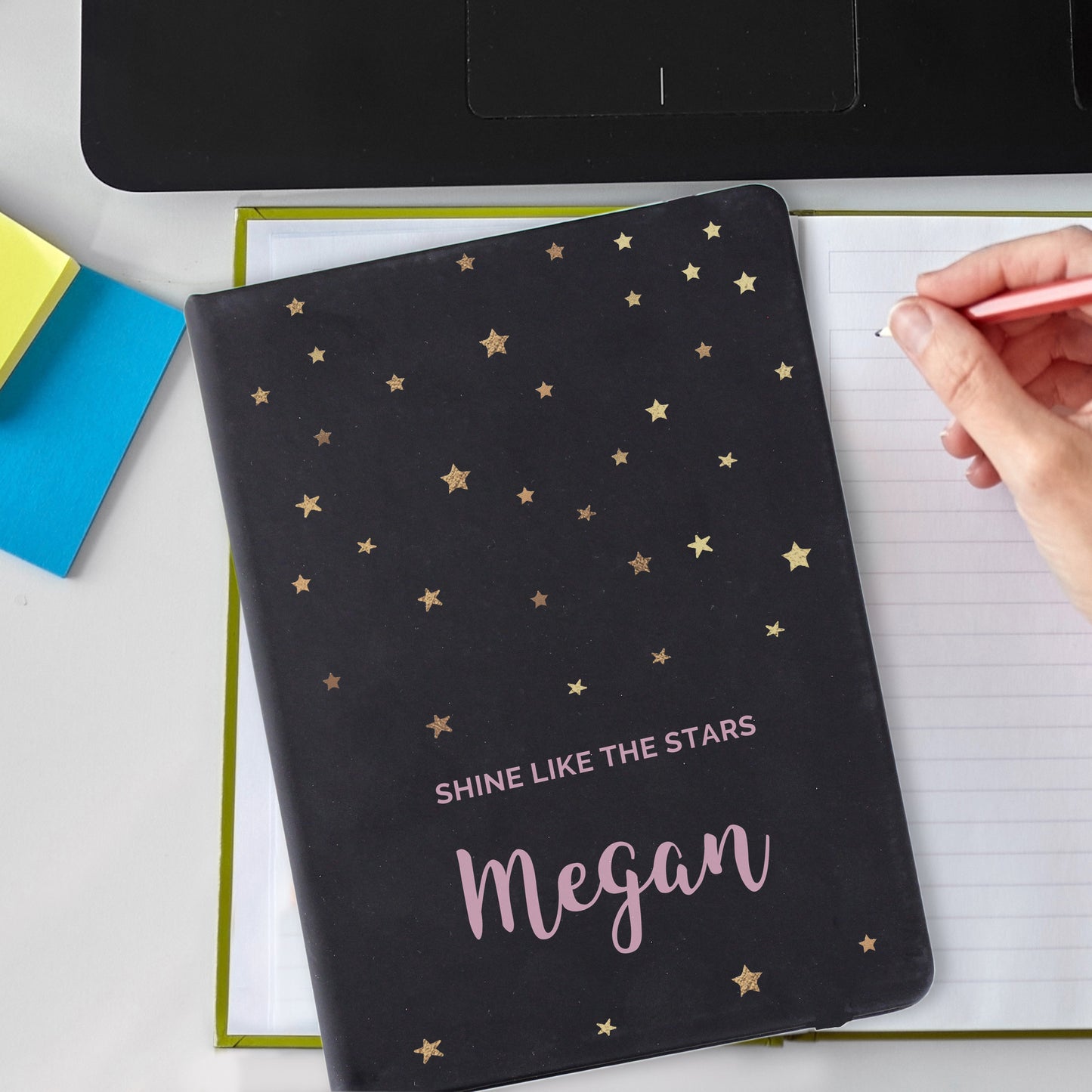 Personalised Starry Black Hardback Notebook - MK&JD Gifts