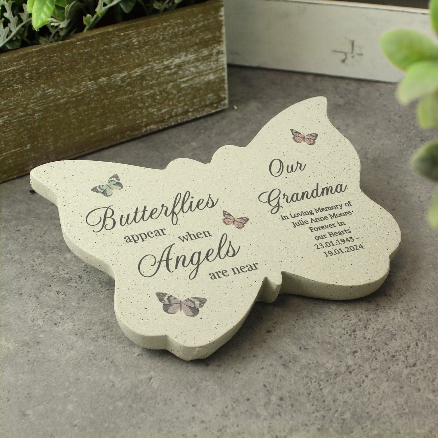 Personalised Butterflies Appear Memorial Printed Resin Butterfly - MK&JD Gifts
