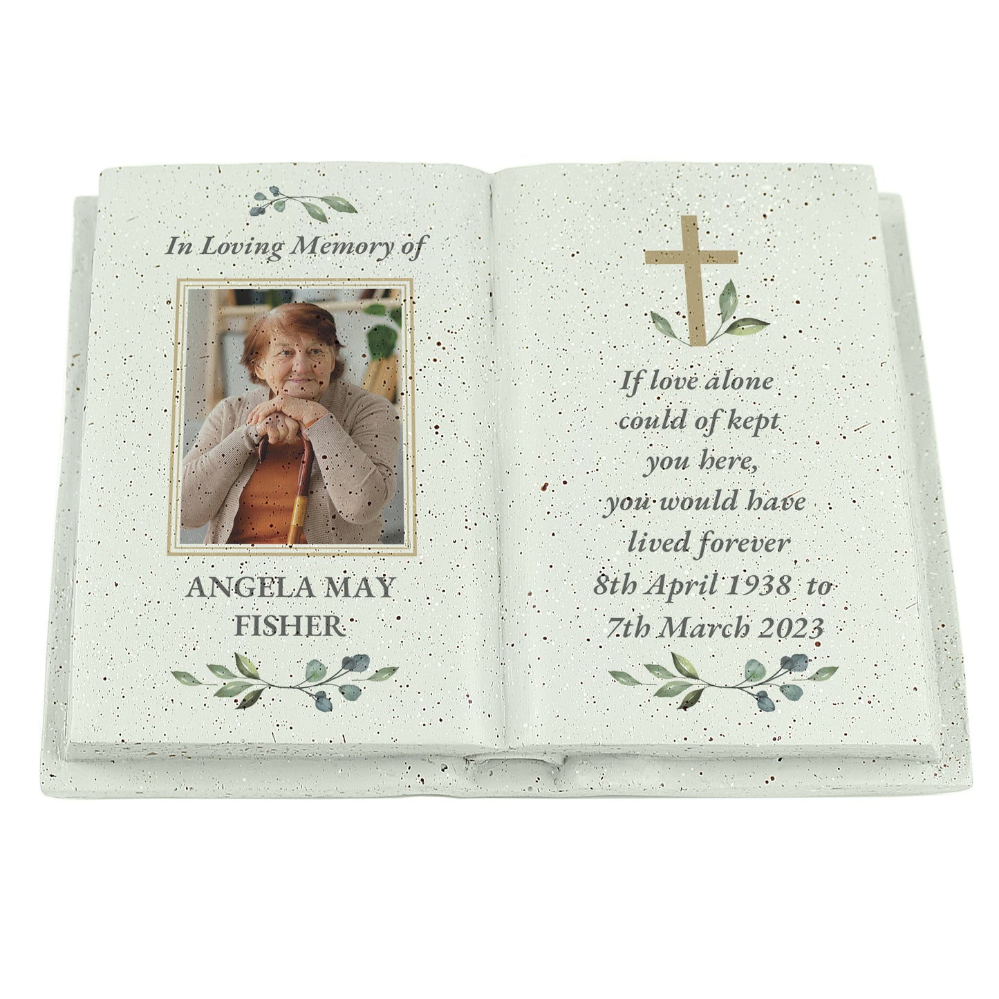 Personalised Memorial Cross Photo Upload Resin Book - MK&JD Gifts