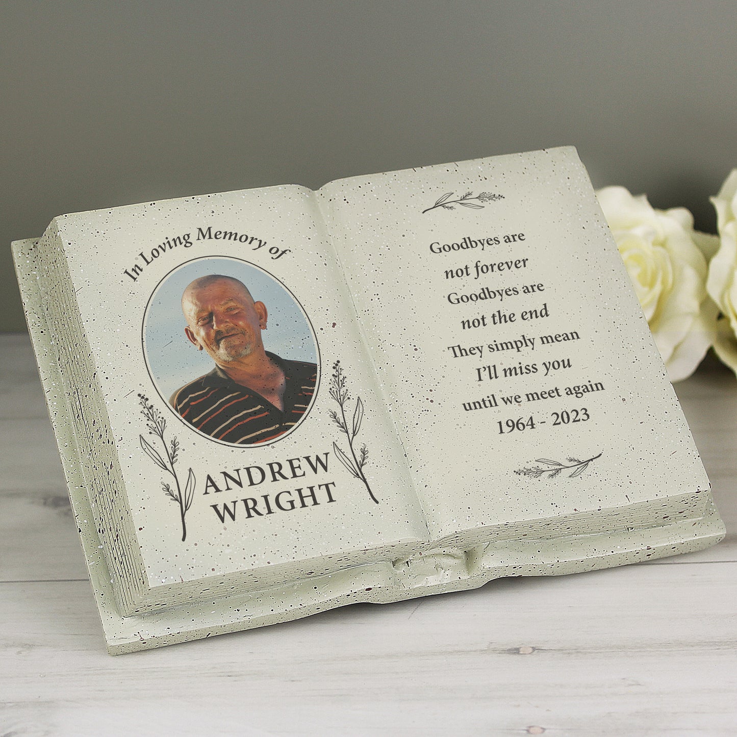 Personalised Botanical Memorial Photo Upload Resin Book - MK&JD Gifts