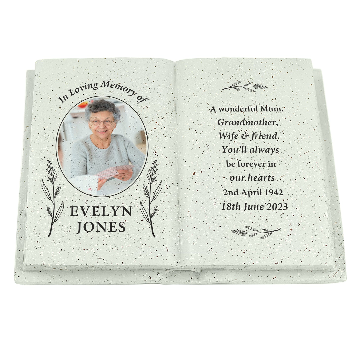 Personalised Botanical Memorial Photo Upload Resin Book - MK&JD Gifts