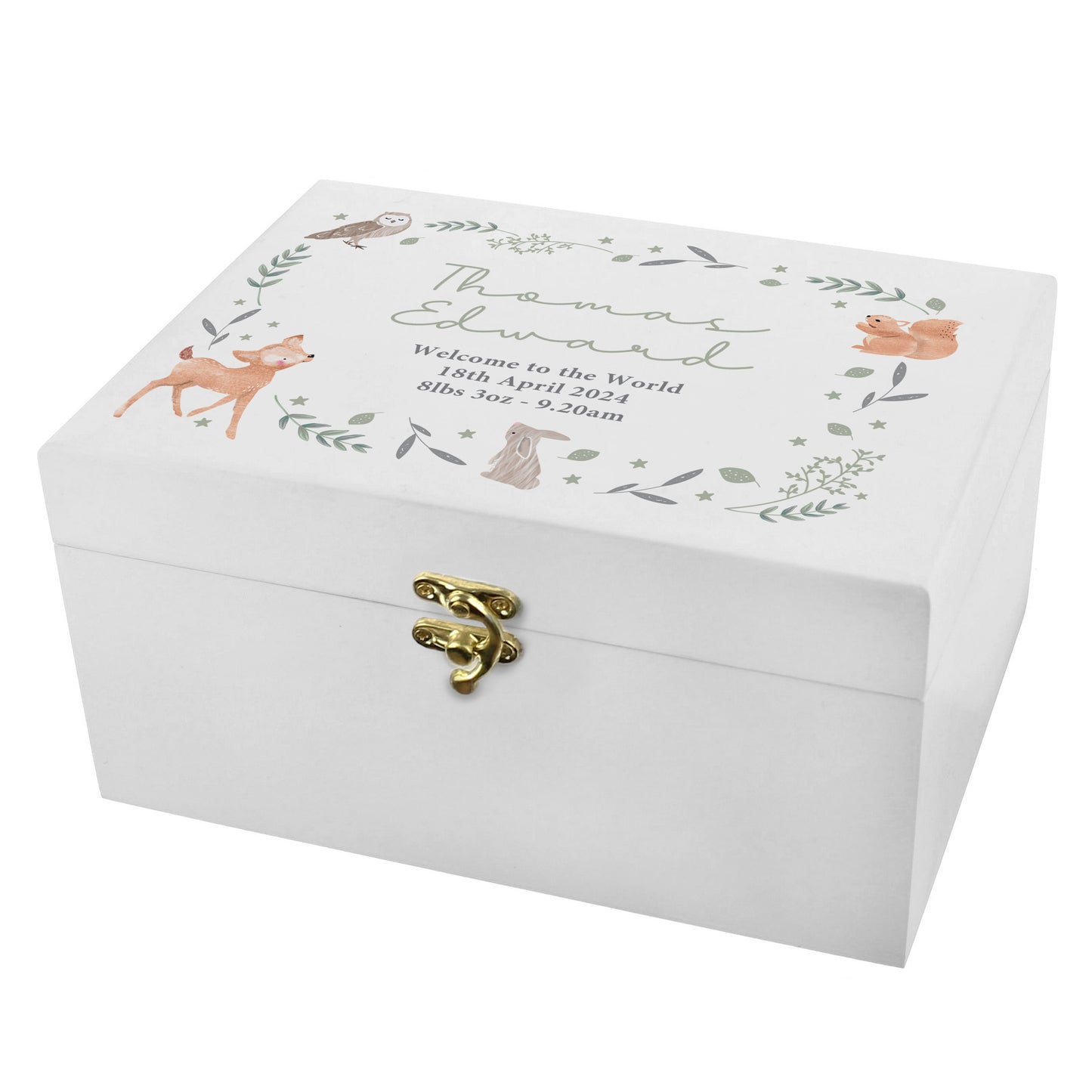 Personalised Woodland Animal Wooden Keepsake Box - MK&JD Gifts