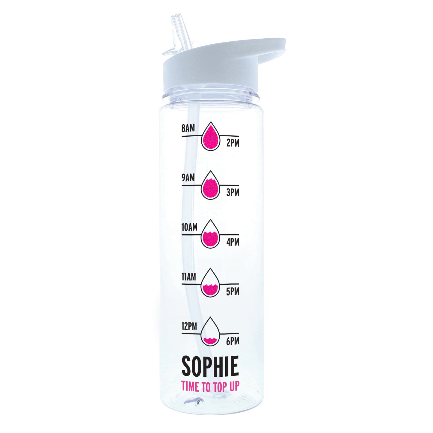 Personalised Pink 'Hydration Tracker' Water Bottle - MK&JD Gifts