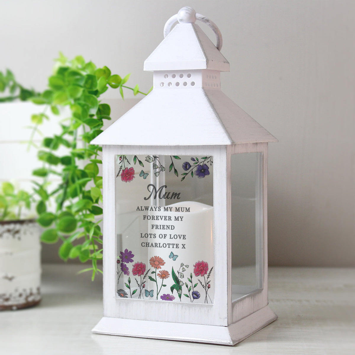 Personalised Wild Flowers LED Lantern - MK&JD Gifts collection cover