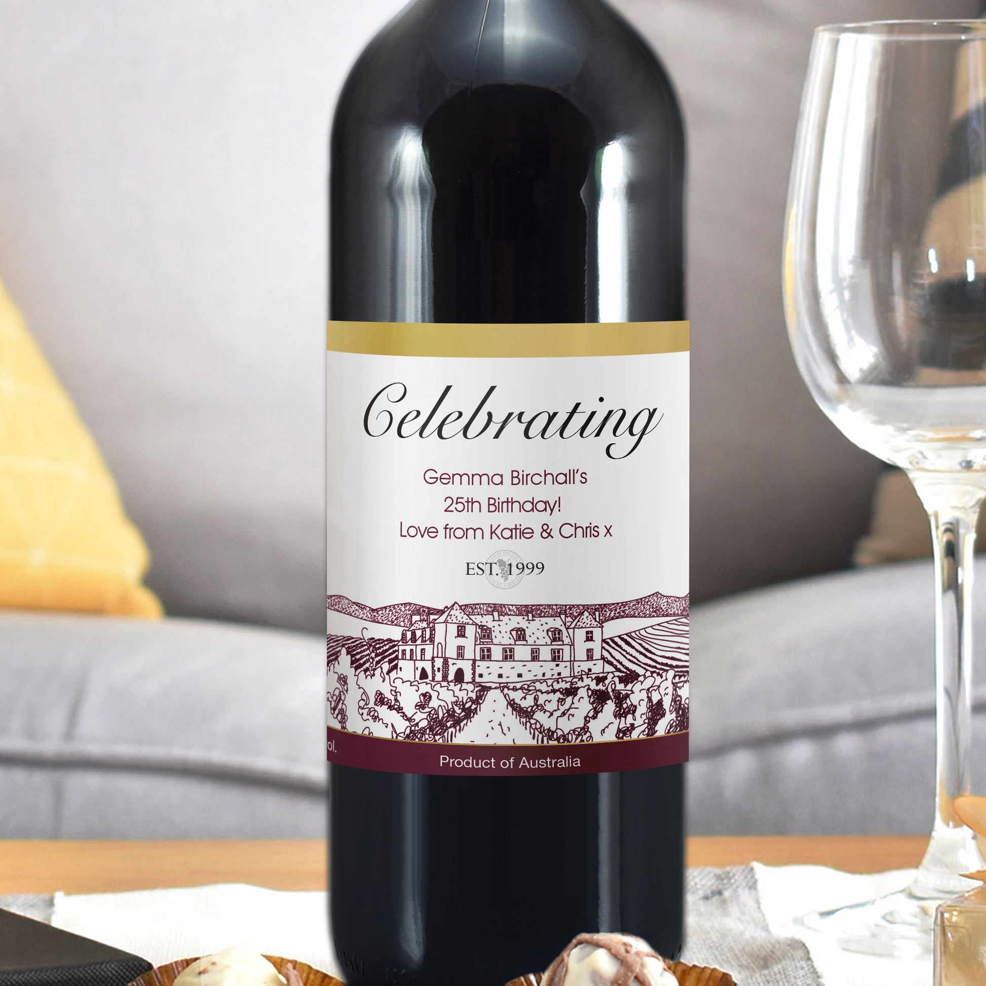 Personalised Free Text Vineyard Red Wine - MK&JD Gifts