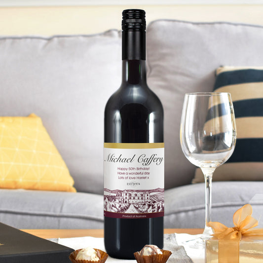 Personalised Free Text Vineyard Red Wine - MK&JD Gifts