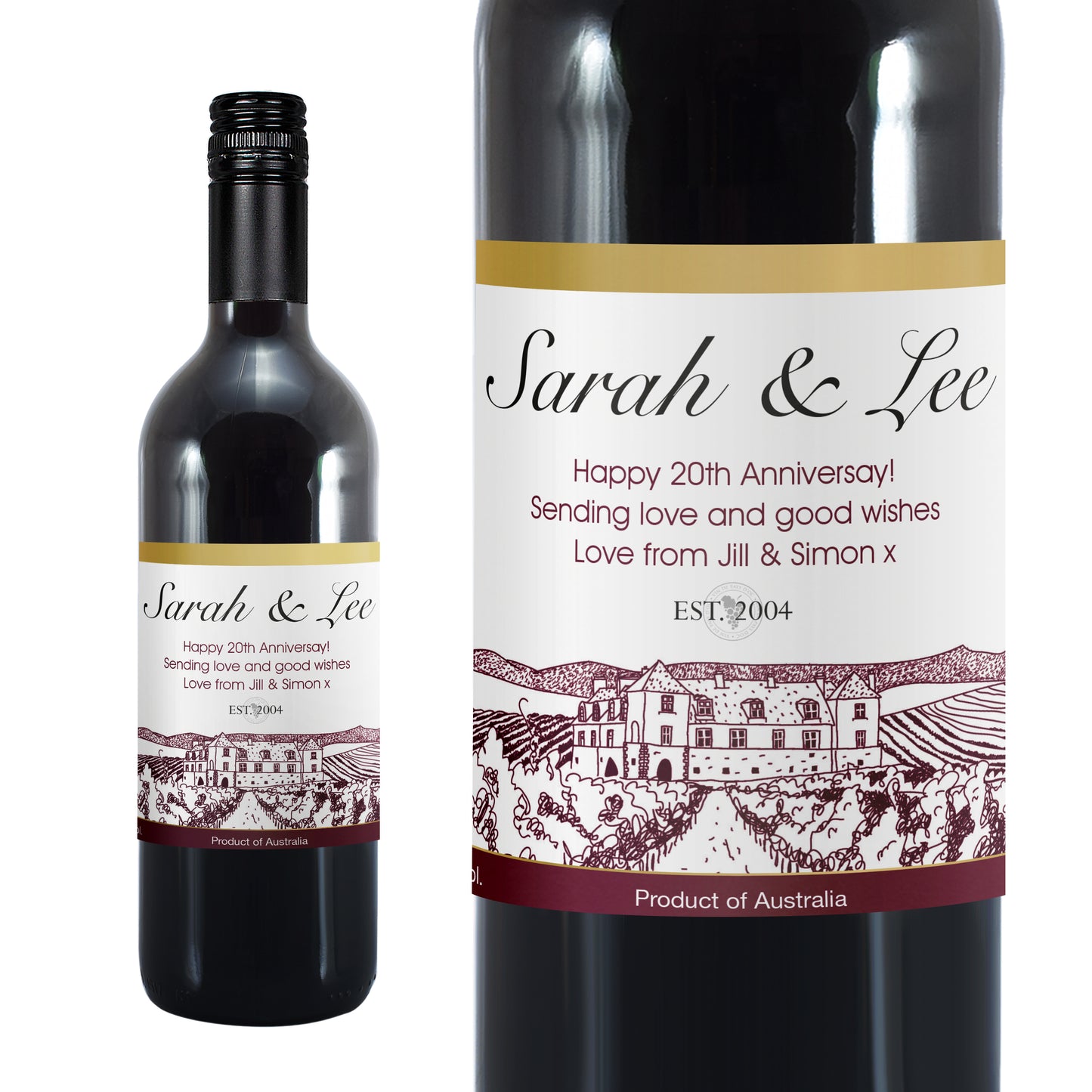 Personalised Free Text Vineyard Red Wine - MK&JD Gifts