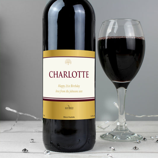 Personalised Gold Label Red Wine - MK&JD Gifts