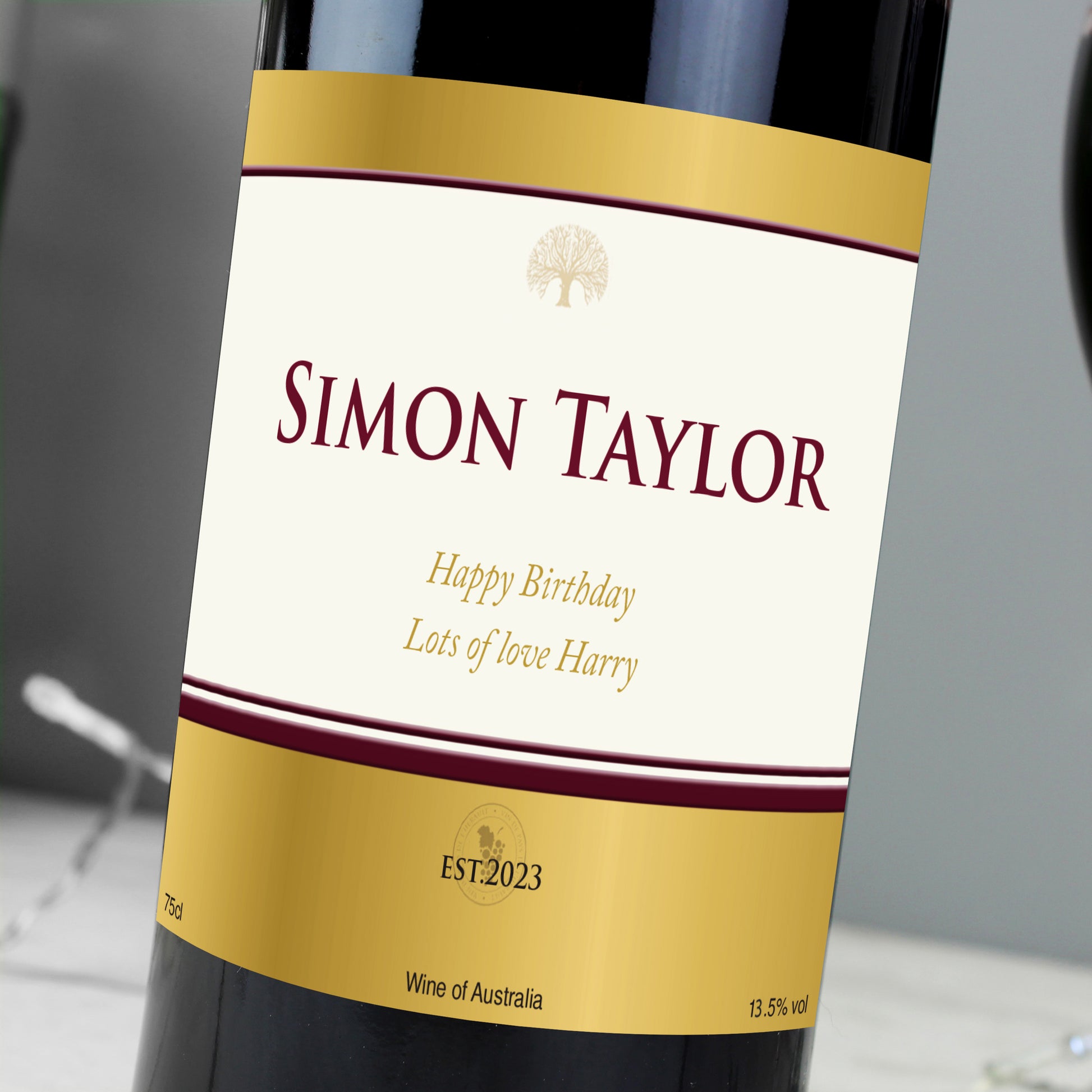 Personalised Gold Label Red Wine - MK&JD Gifts