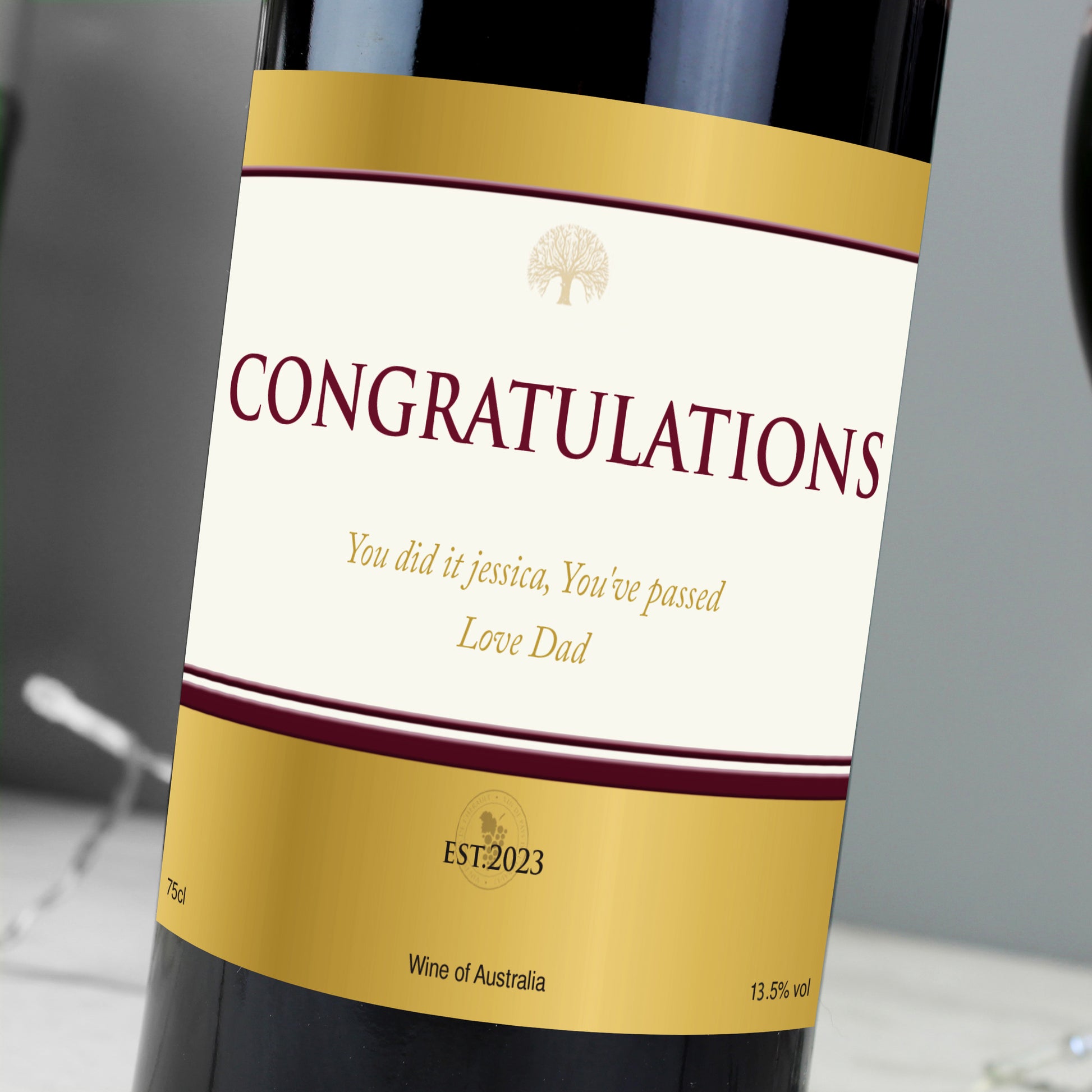 Personalised Gold Label Red Wine - MK&JD Gifts