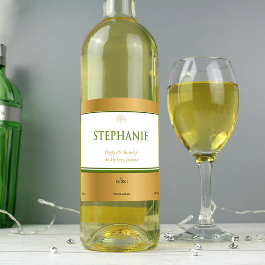Personalised Gold Label White Wine - MK&JD Gifts