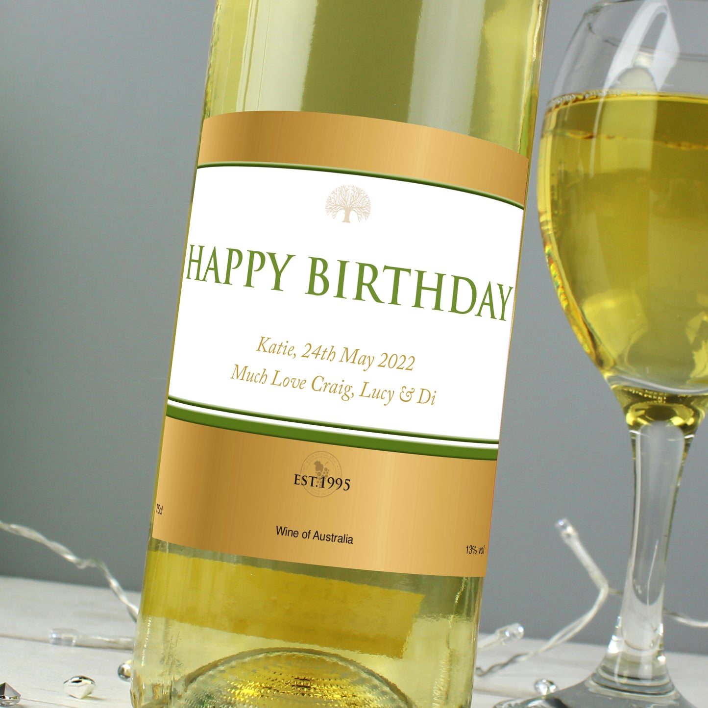 Personalised Gold Label White Wine - MK&JD Gifts