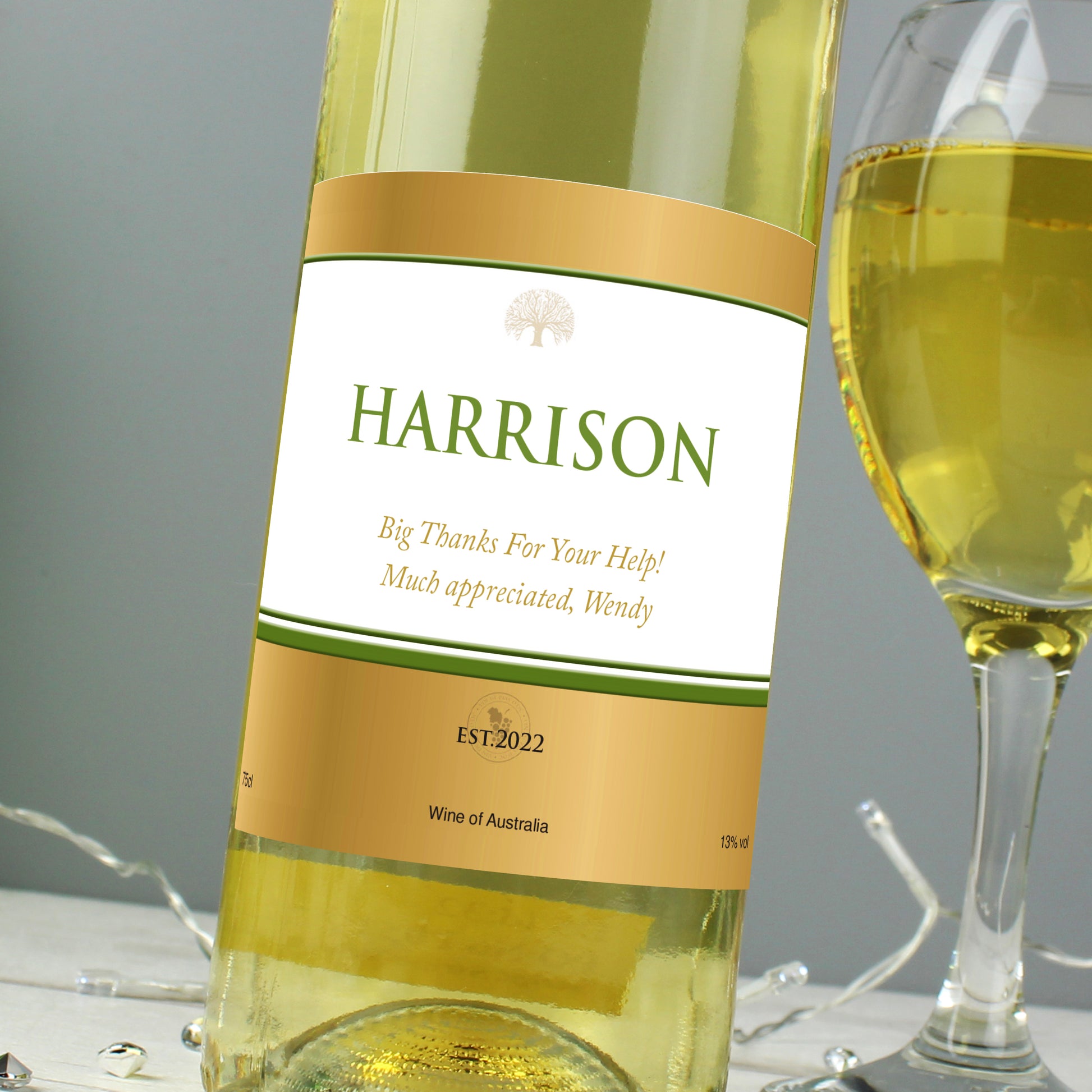 Personalised Gold Label White Wine - MK&JD Gifts