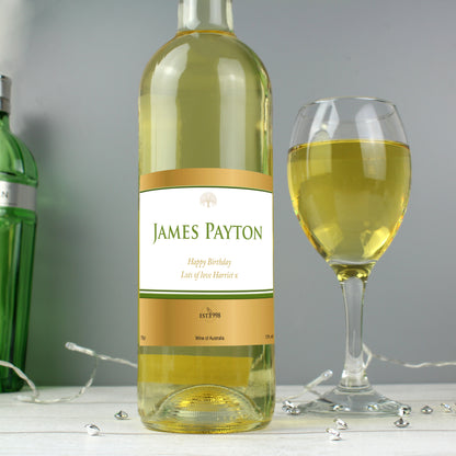 Personalised Gold Label White Wine - MK&JD Gifts