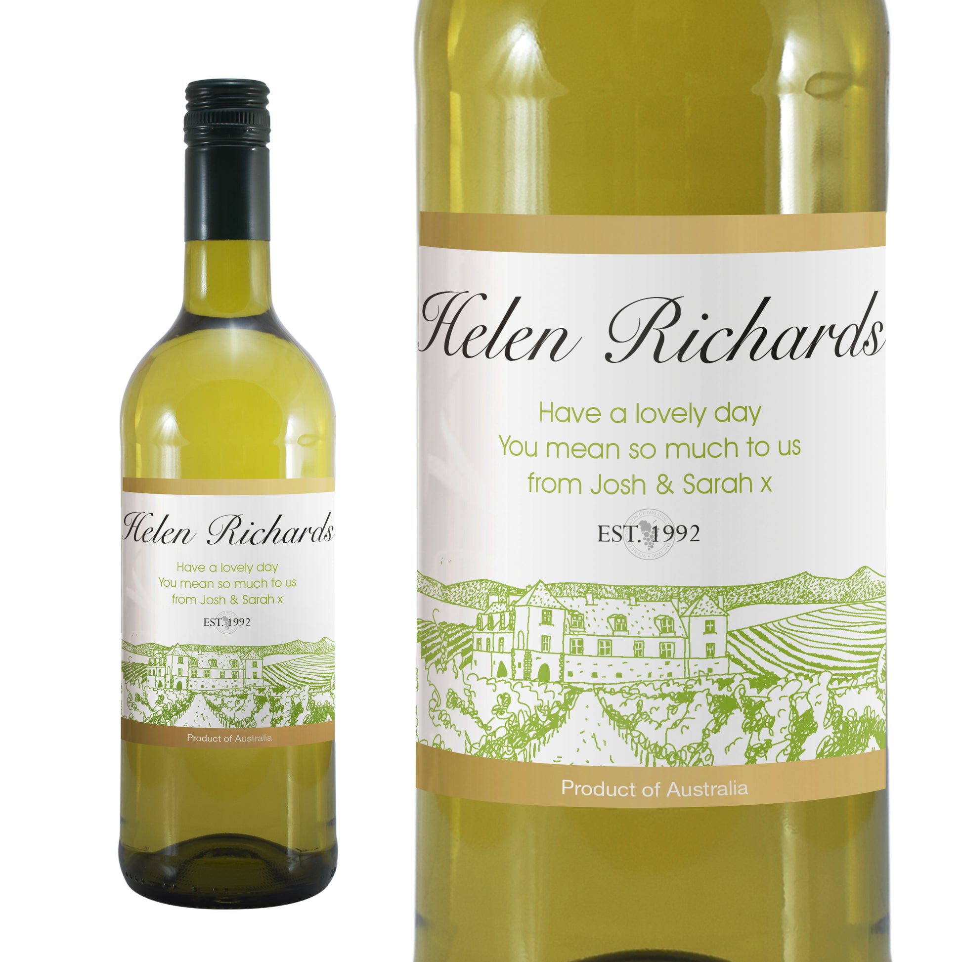Personalised Free Text Vineyard White Wine - MK&JD Gifts