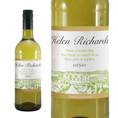 Personalised Free Text Vineyard White Wine - MK&JD Gifts