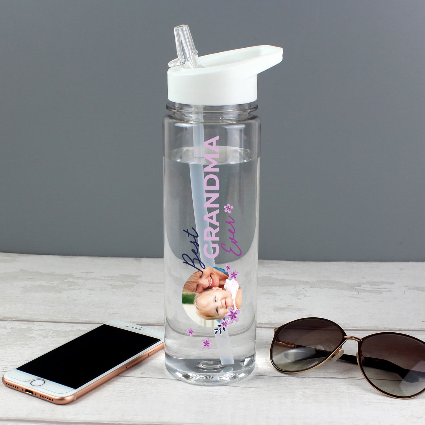 Personalised Floral Best Ever Photo Upload Water Bottle - MK&JD Gifts