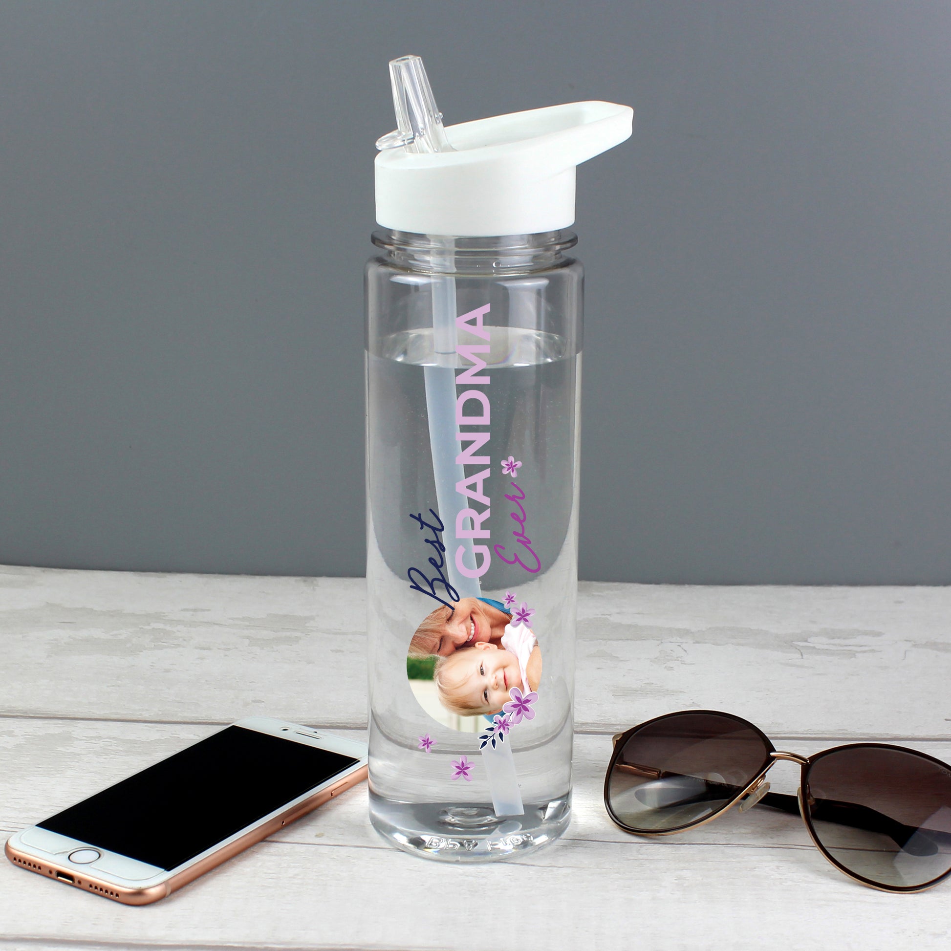 Personalised Floral Best Ever Photo Upload Water Bottle - MK&JD Gifts
