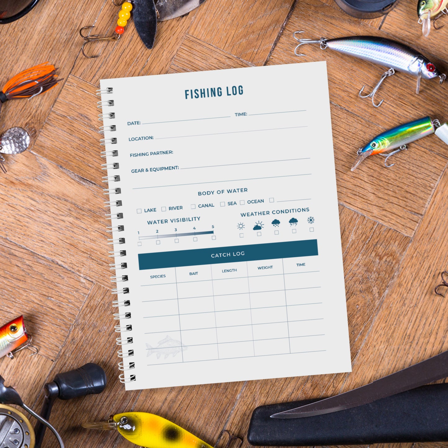 Personalised A5 Fishing Log Book - MK&JD Gifts