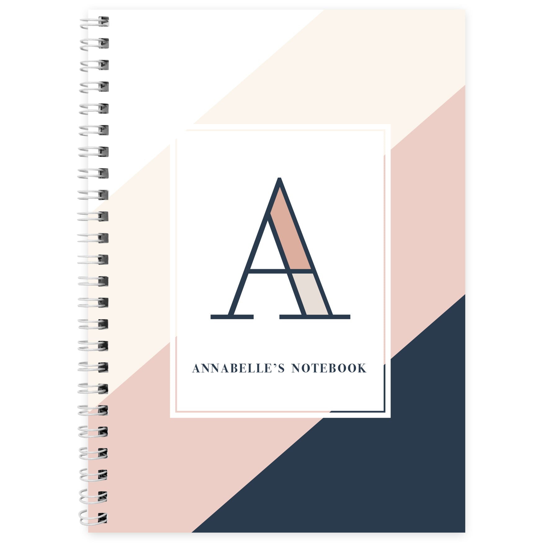 Personalised Free Text Navy & Blush A5 Notebook - MK&JD Gifts