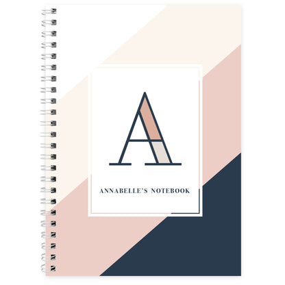 Personalised Free Text Navy & Blush A5 Notebook - MK&JD Gifts