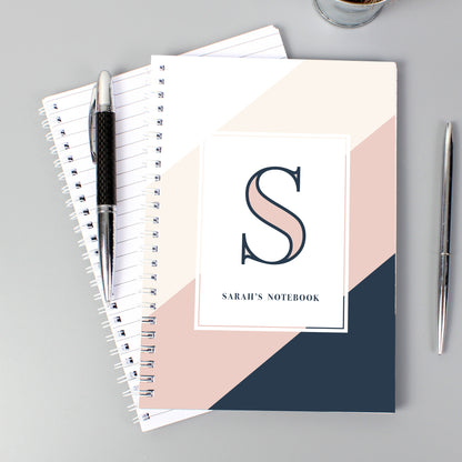 Personalised Free Text Navy & Blush A5 Notebook - MK&JD Gifts