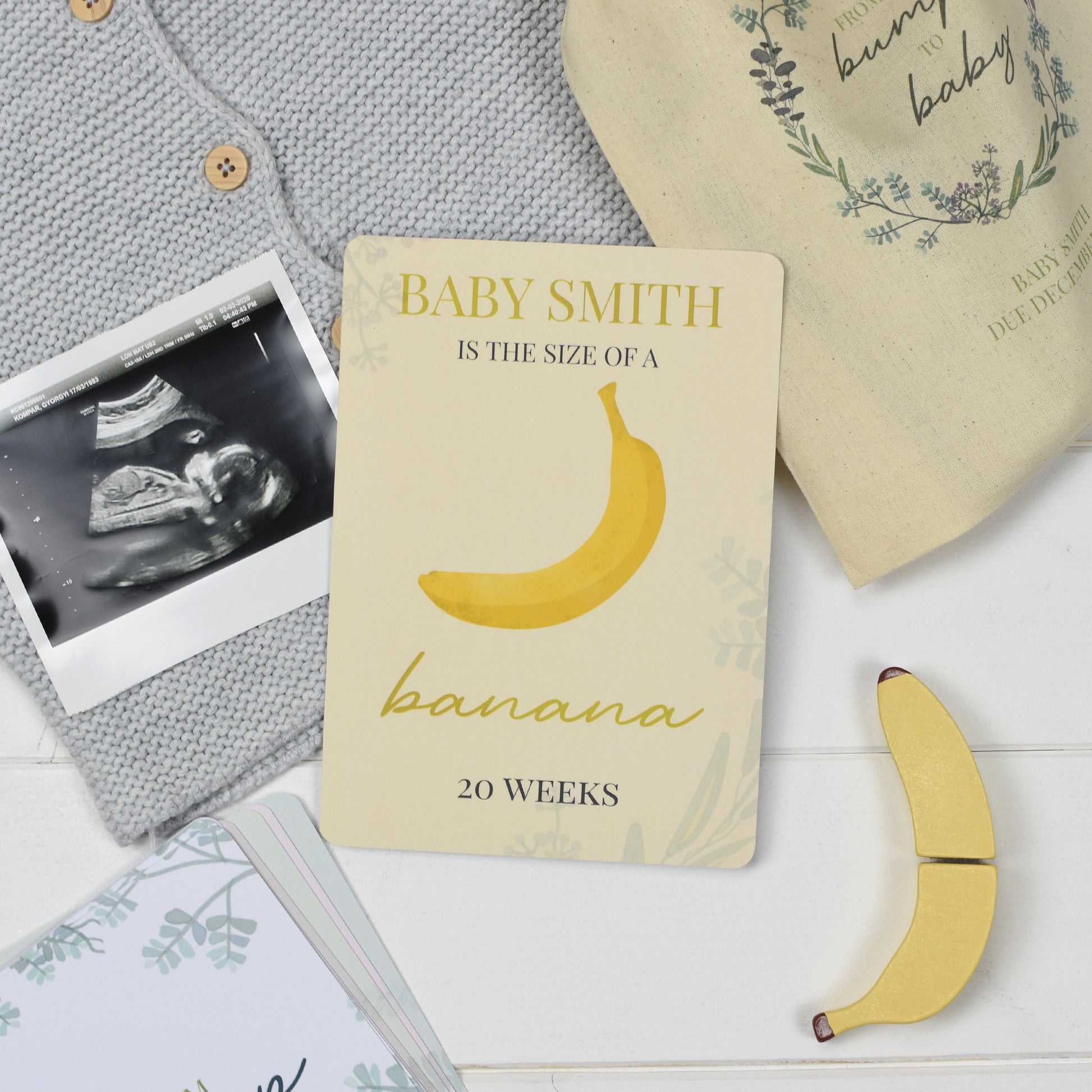 Personalised Bump to Baby Milestone Cards in Drawstring Bag - MK&JD Gifts