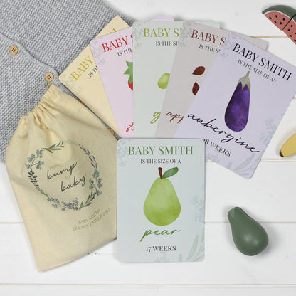Personalised Bump to Baby Milestone Cards in Drawstring Bag - MK&JD Gifts