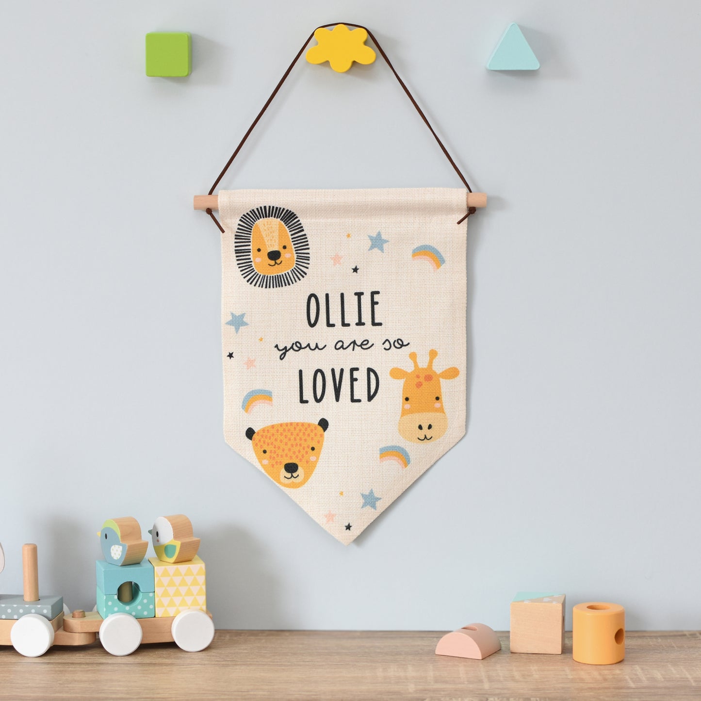 Personalised Scandi Safari Animals Hanging Banner - MK&JD Gifts