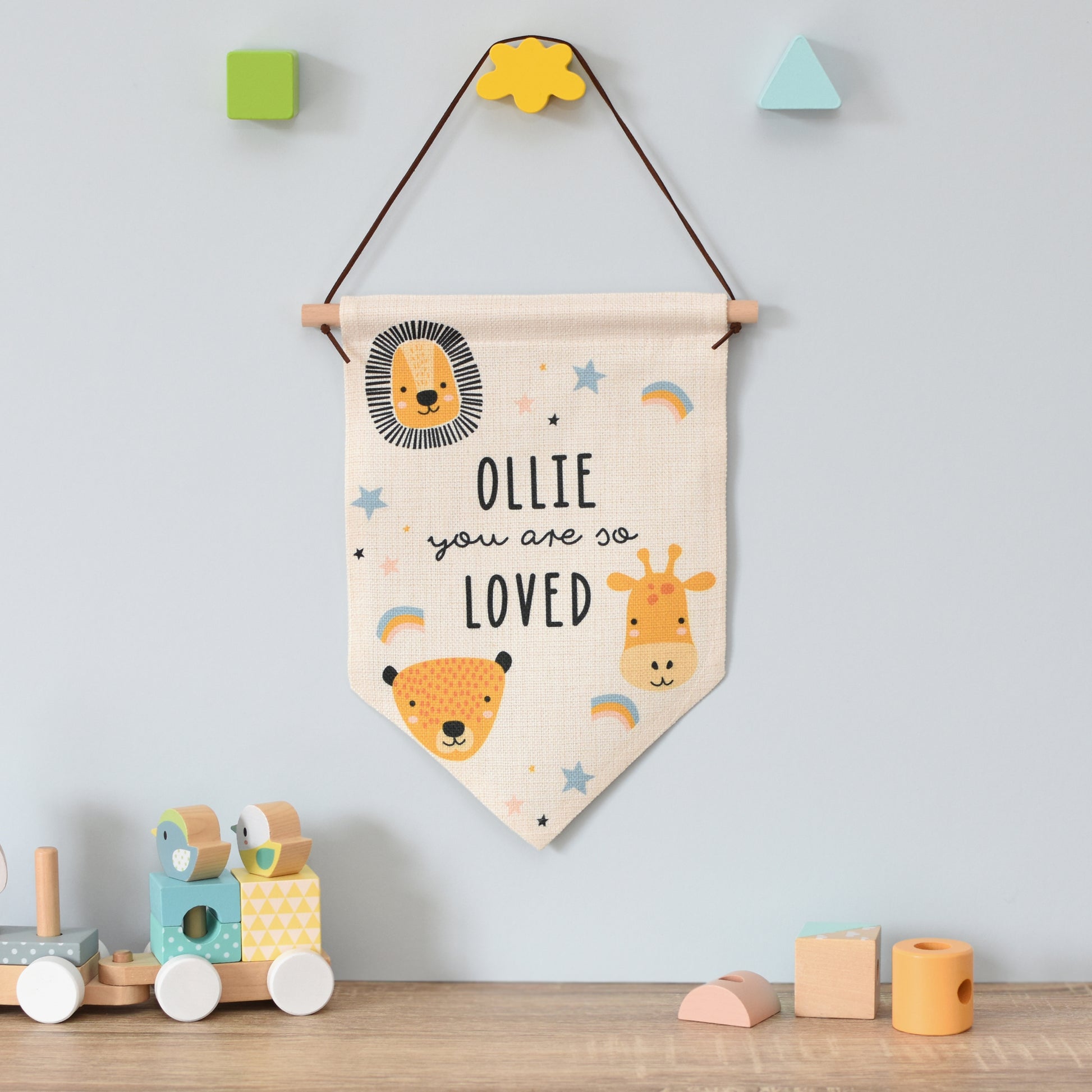 Personalised Scandi Safari Animals Hanging Banner - MK&JD Gifts