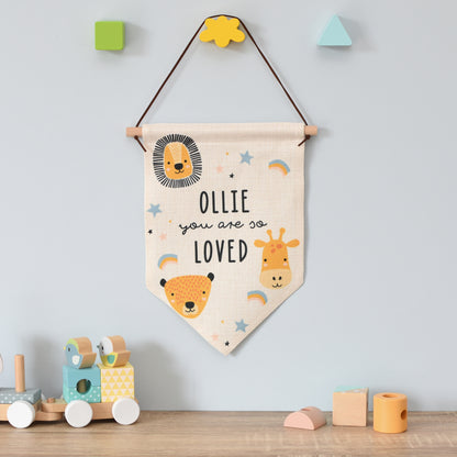 Personalised Scandi Safari Animals Hanging Banner - MK&JD Gifts